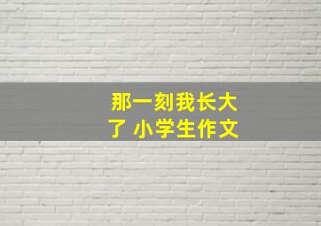 那一刻我长大了 小学生作文